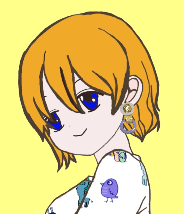 No.050 奇抜なピアス ライトグレイ×アースブルー