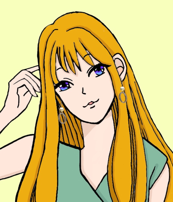 No.061 シルキーパールとフープのピアス①シルキーベージュ色