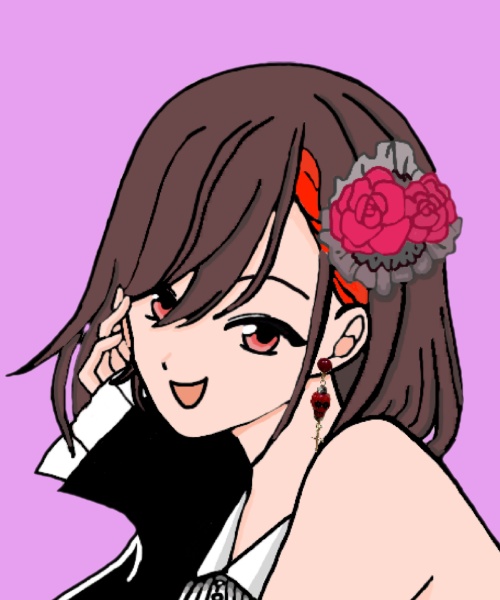 No.063 ドクロとクロスのピアス①赤