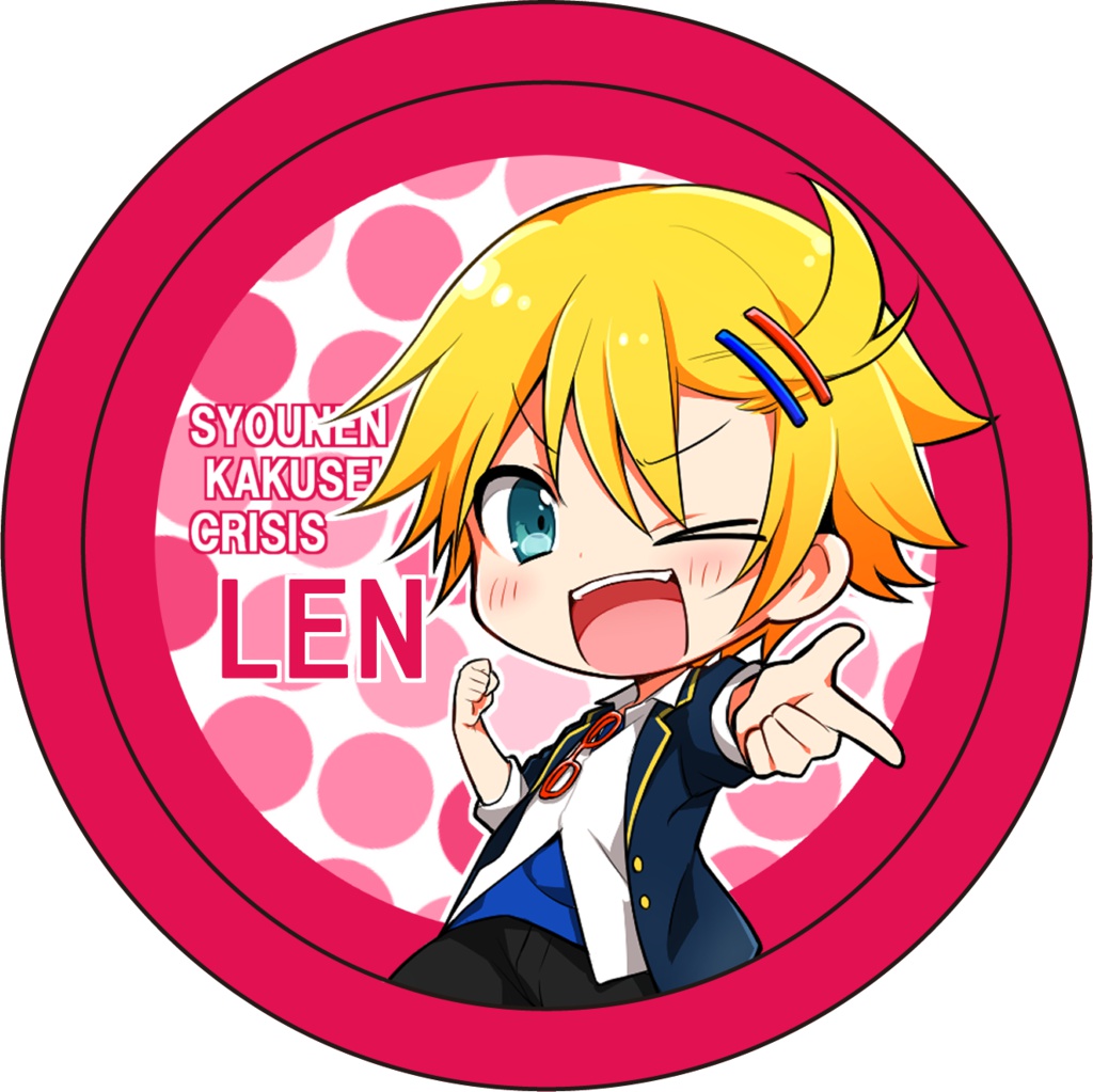 オリジナル×レン缶バッチ（ちびキャラVer.pink）