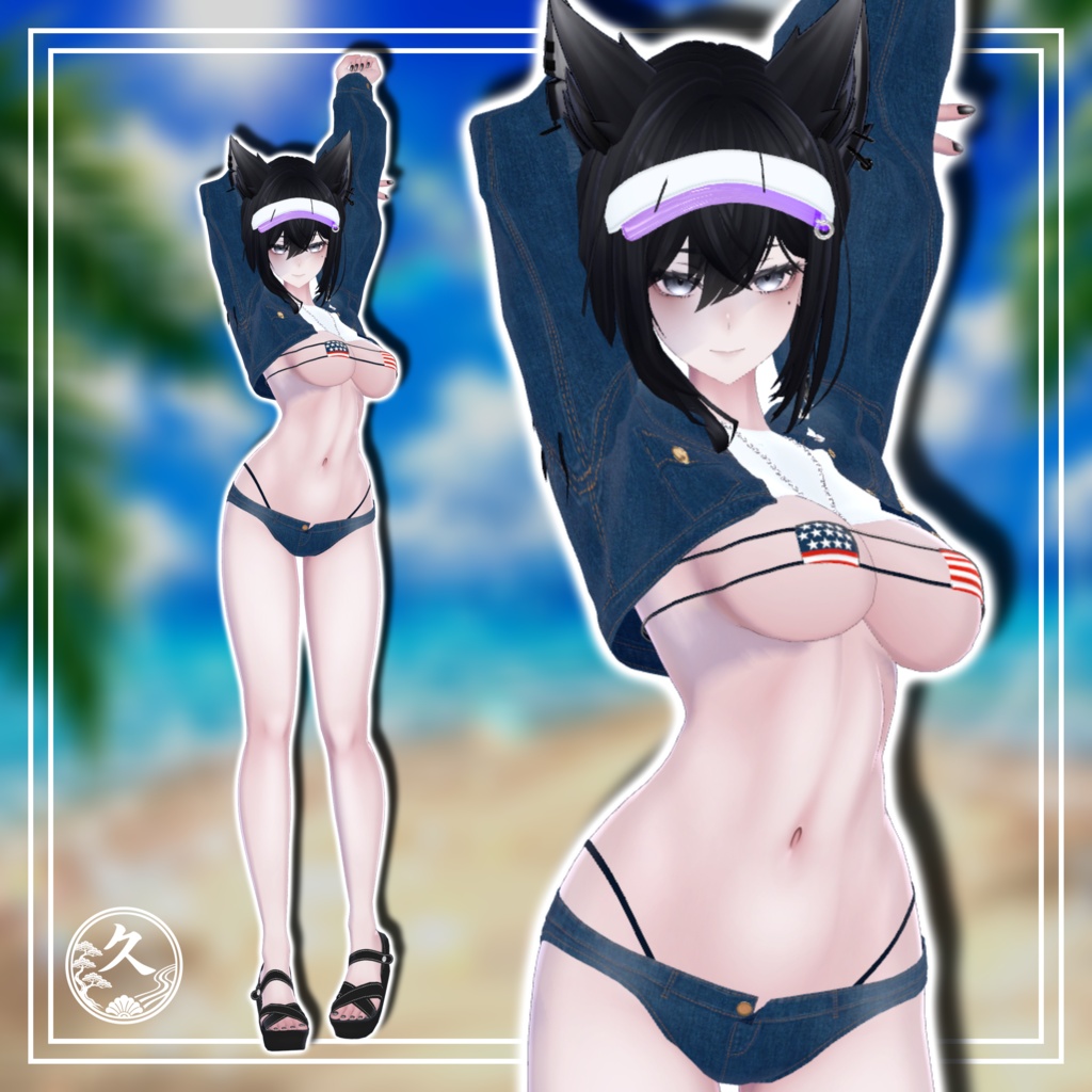 SALE【海咲・ラシューシャ 対応】♡ Summer Queen -夏愛凛- ♡ ◇眼帯ビキニ・デニムジャケット◇
