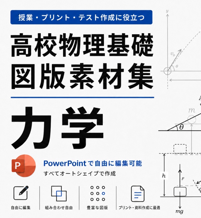 高校物理基礎 力学 作図素材集|すべてPowerPoint図形・完全編集可能(全167ページ)