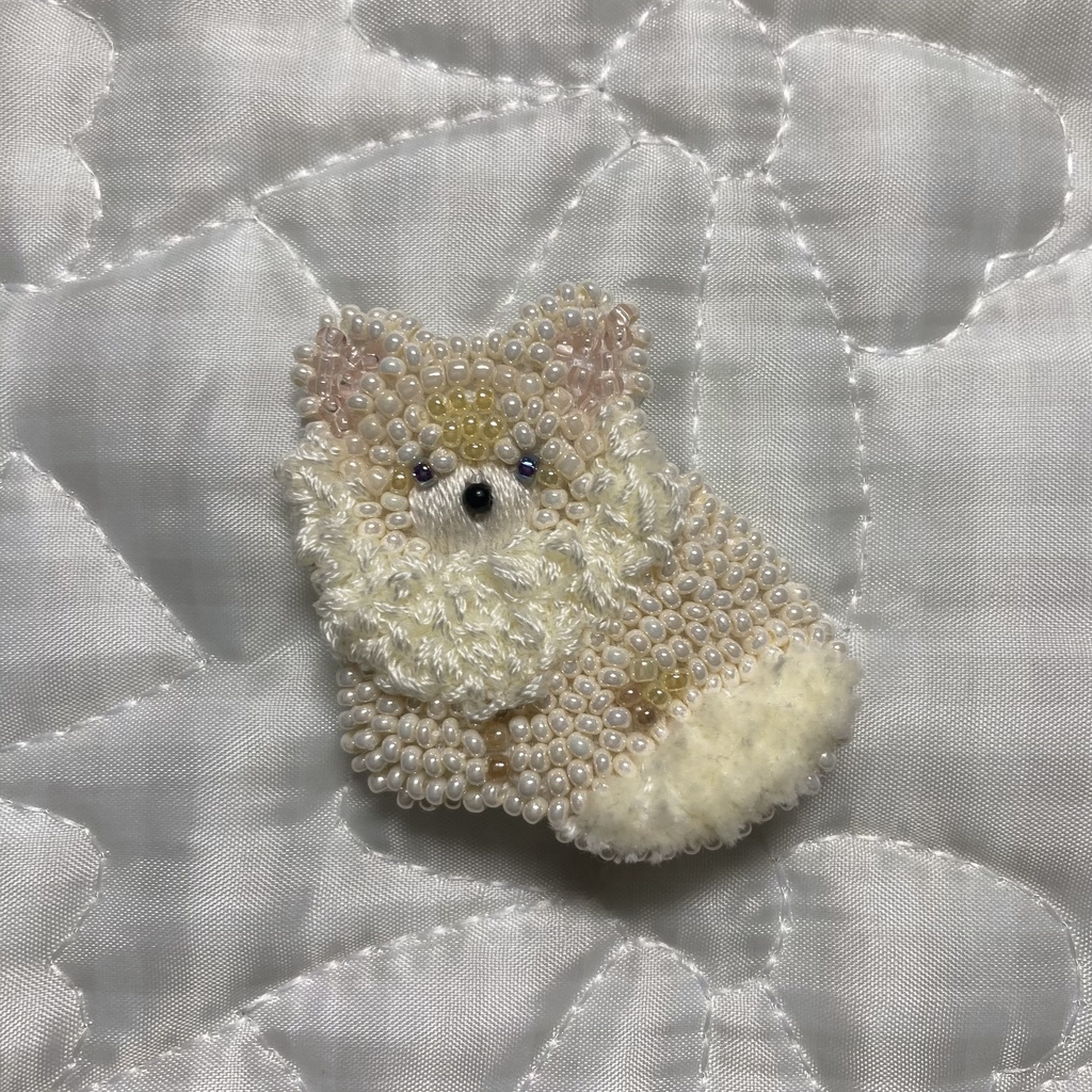 white pomeranian brooch（オーダー品）