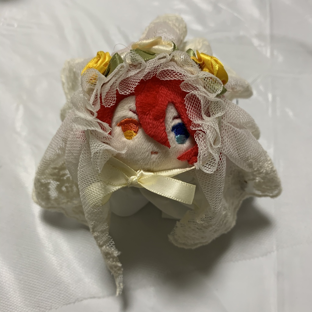 もちマス用 黄薔薇とパールの花嫁のヴェール