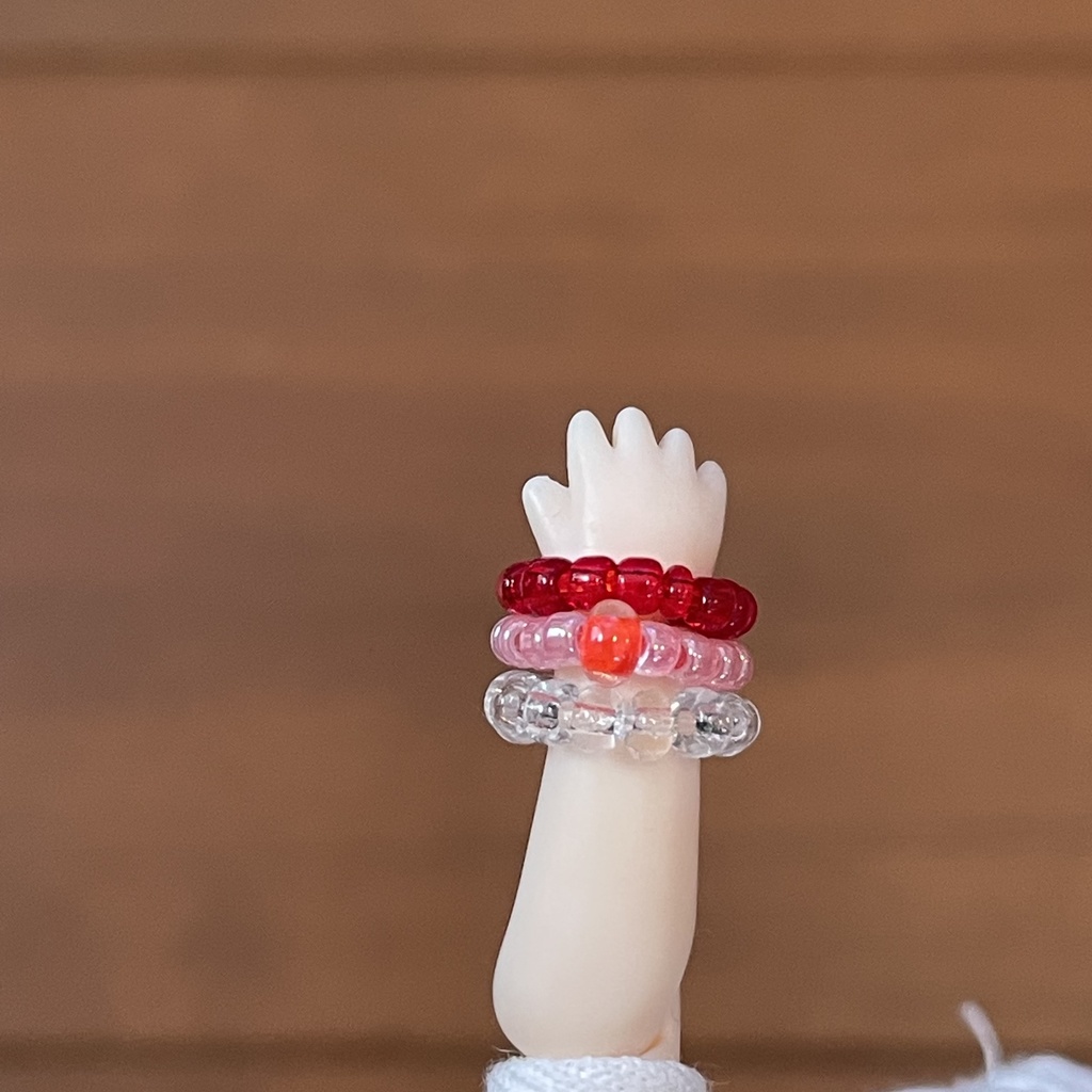 【ねんどろいどどーる用】勾玉ビーズのレトロカラーブレスレットセット