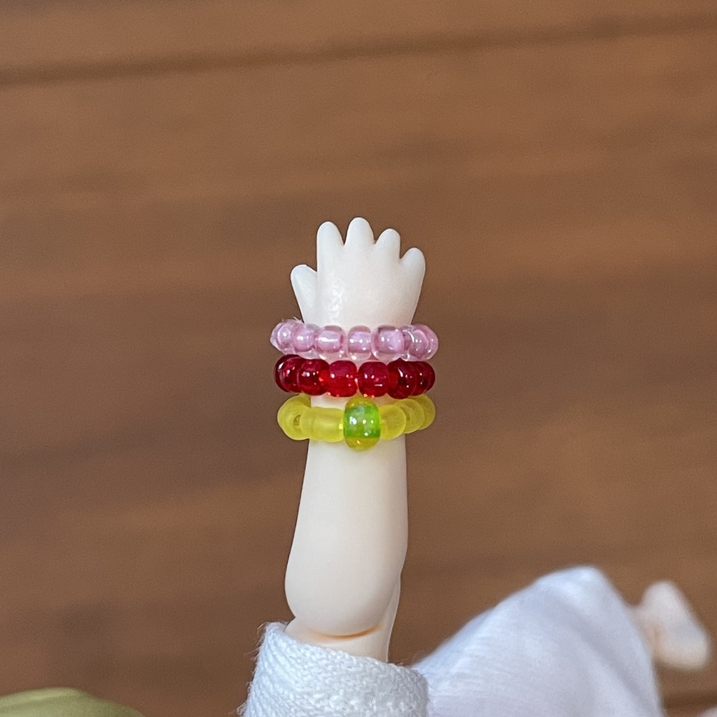 【ねんどろいどどーる用】勾玉ビーズのレトロカラーブレスレットセット