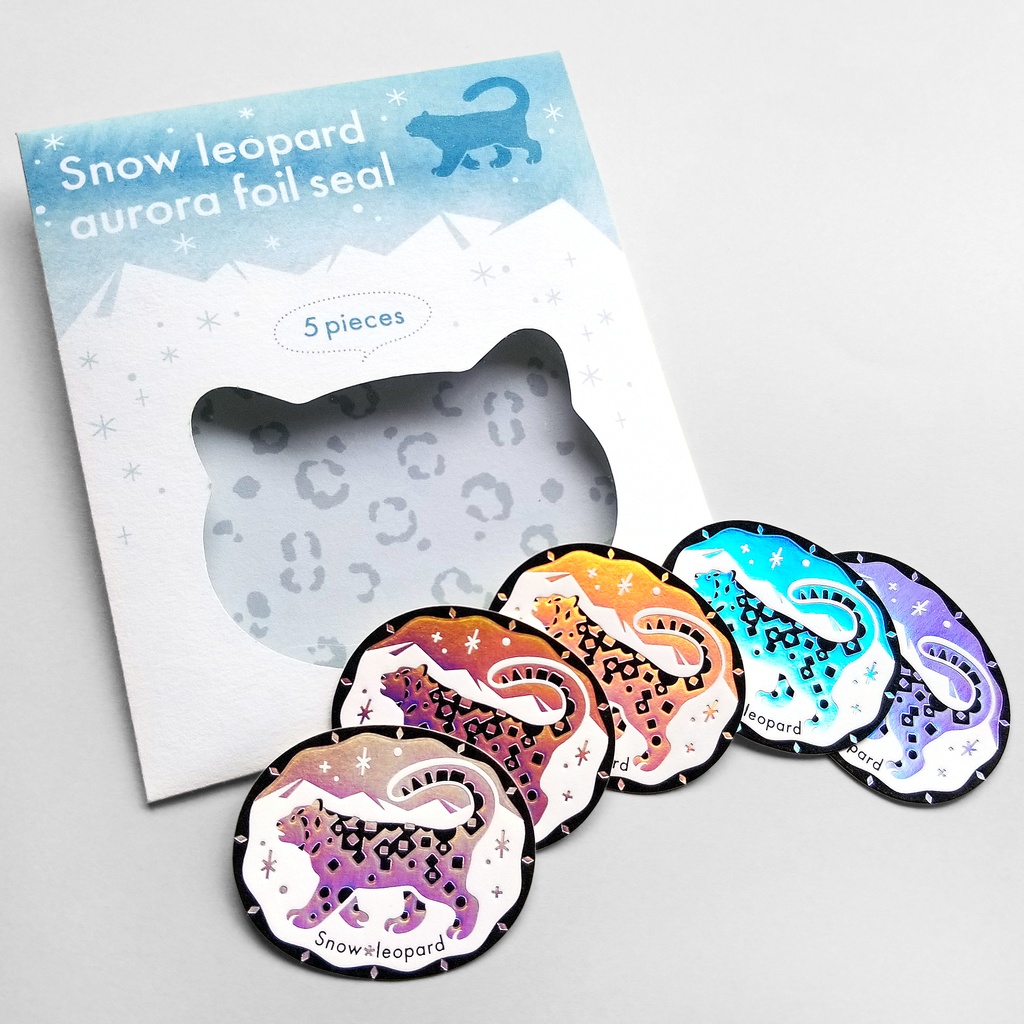 ユキヒョウ❄オーロラ箔のフレークシール