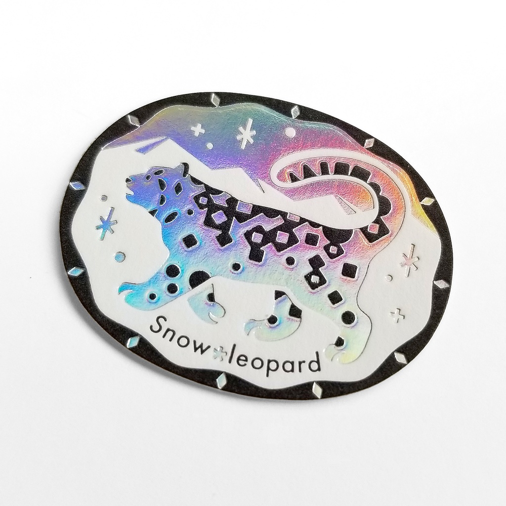 ユキヒョウ❄オーロラ箔のフレークシール