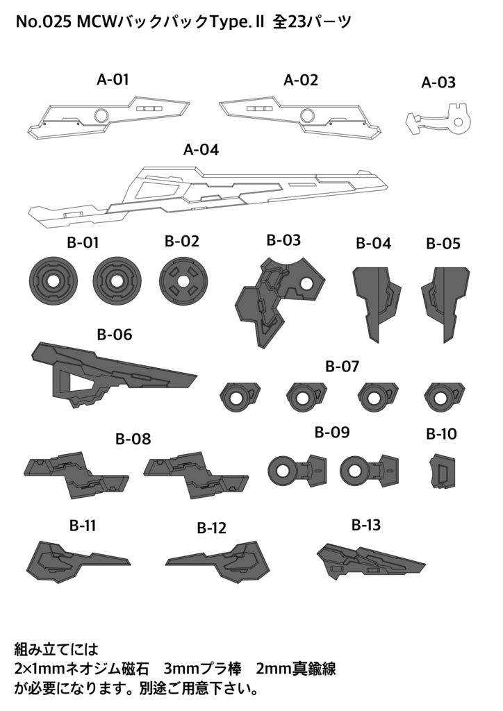 No.025 メガミデバイス等対応 MCWバックパックType.Ⅱ 3dプリンター出力品ガレージキット