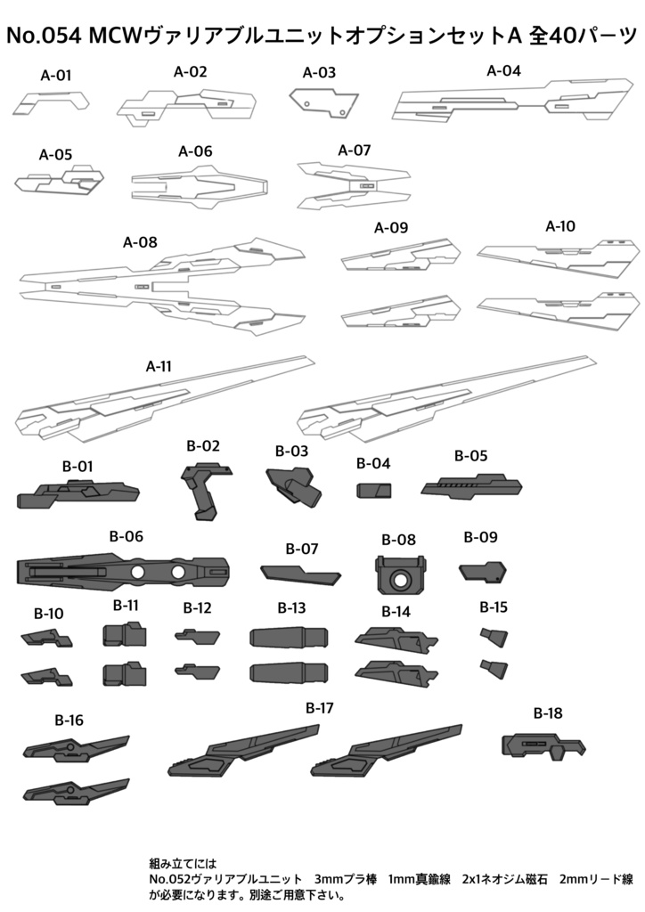 No.054 メガミデバイス対応 MCWヴァリアブルユニットオプションセットA 3dプリンター出力品ガレージキット