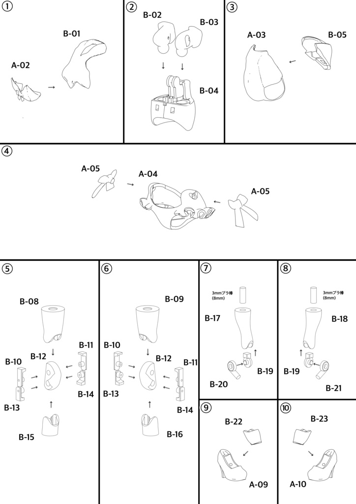 No.108 PUNI☆MOFU用ボディType.ホワイトバニー 3dプリンター出力品ガレージキット