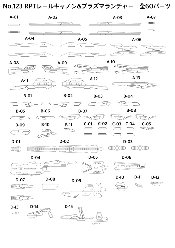 No.123 RPTレールキャノン&プラズマランチャー 3dプリンター出力品ガレージキット