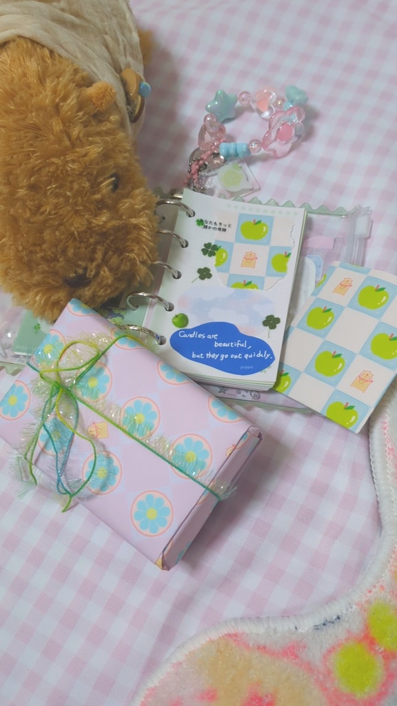 バラちゃんデザインペーパー 青リンゴとお花セット