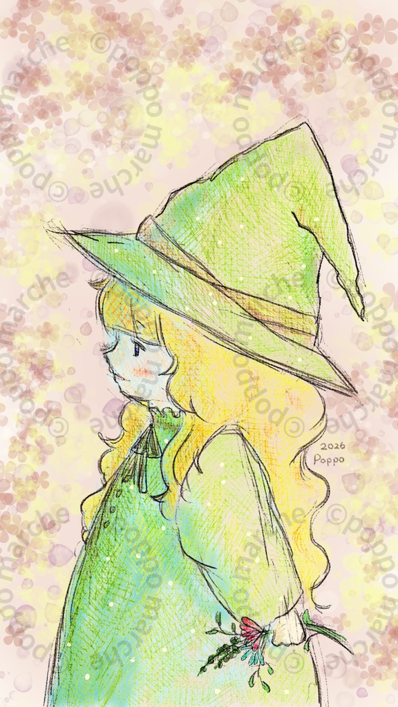 まじない人のぽっぽ🌸スマホ壁紙(デジタルイラスト)