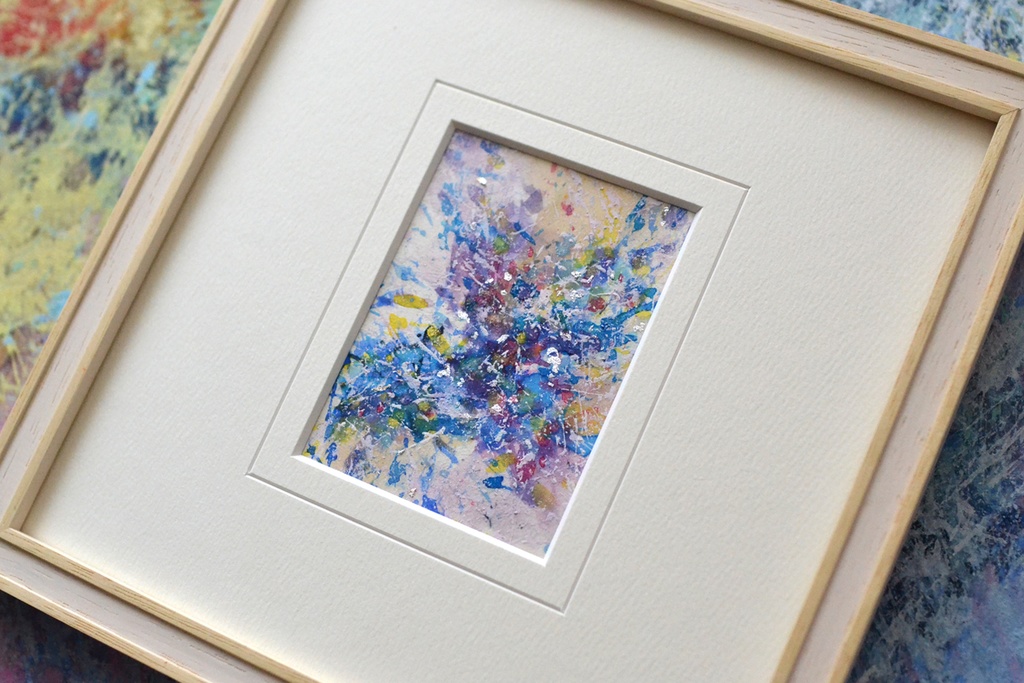 原画 2 抽象画 日本画 ミニアート 絵画 インテリアアート ブルー