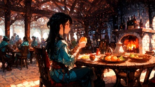 7_09_灯火に染まる夕食_Supper Bathed in Firelight
