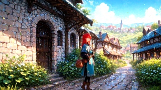 10_01_石畳に揺れる陽だまり_Sunlit Whispers on the Cobblestones