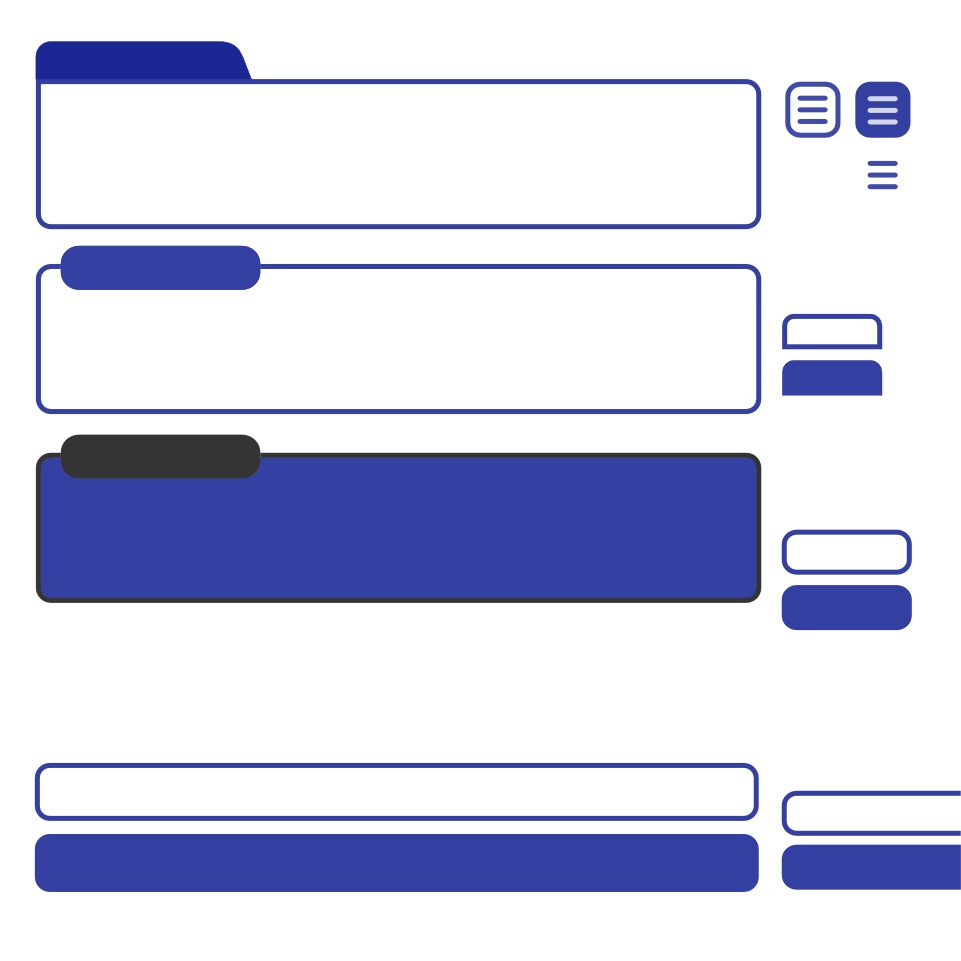 シンプルな角丸無地ウィンドウとボタンUIセット6色