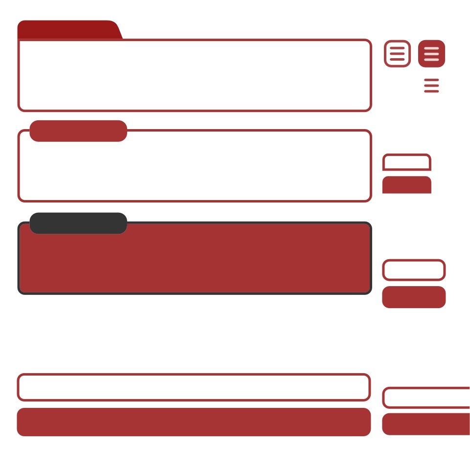 シンプルな角丸無地ウィンドウとボタンUIセット6色