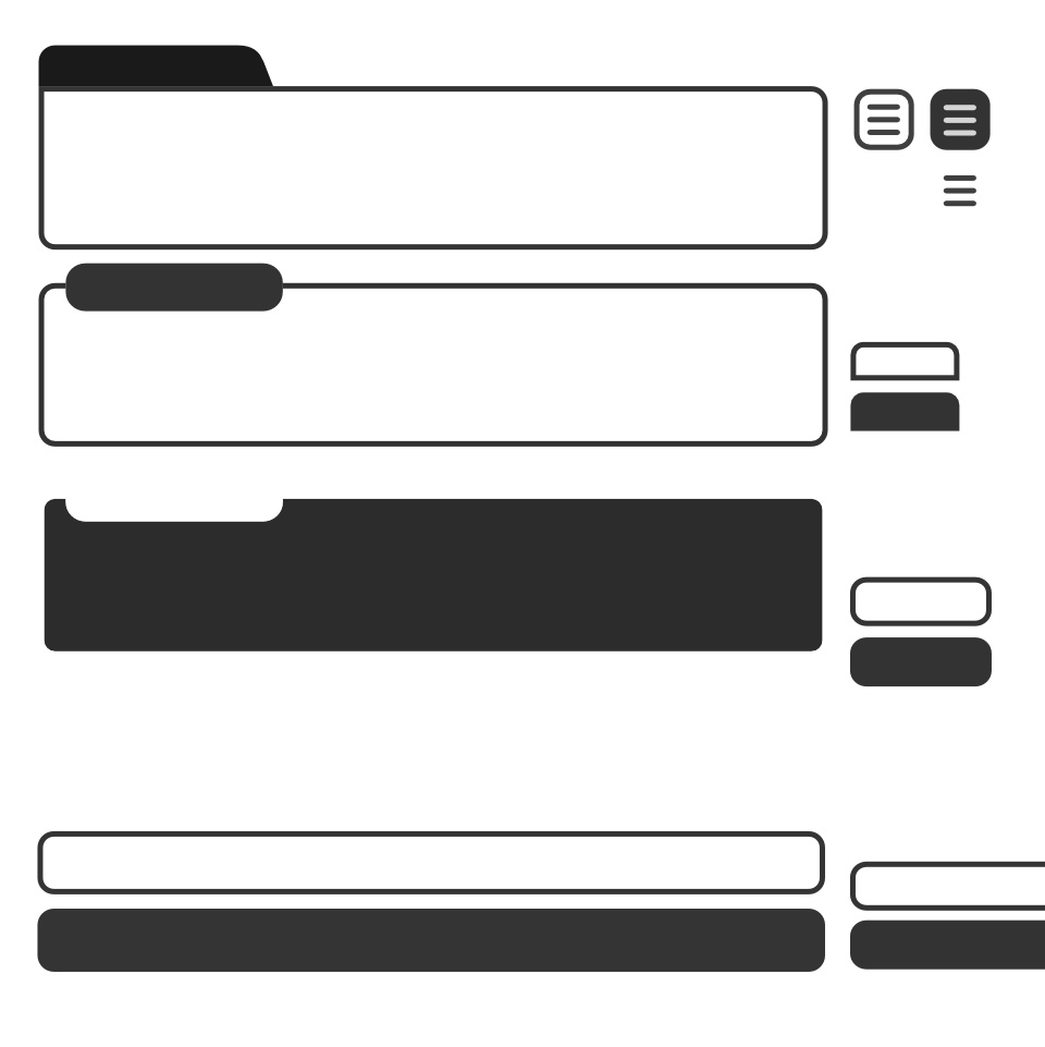 シンプルな角丸無地ウィンドウとボタンUIセット6色