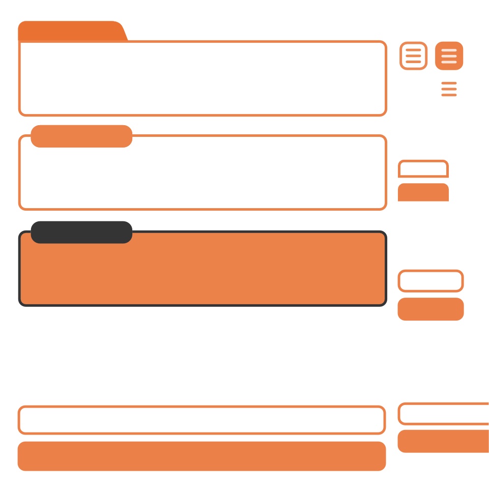 シンプルな角丸無地ウィンドウとボタンUIセット6色