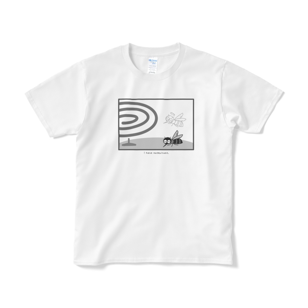天に召された蚊のモノクロTシャツ