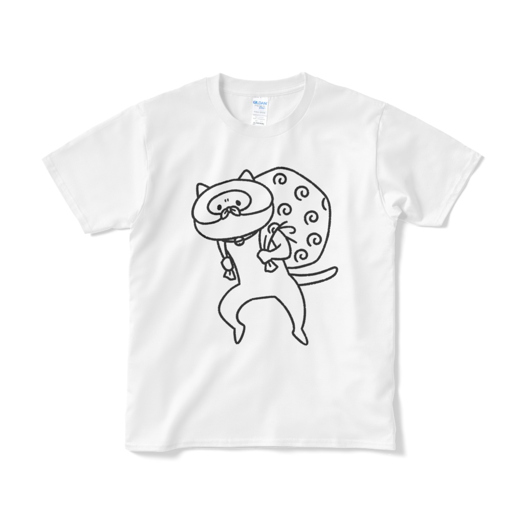 【デカねこ】こそ泥ねこ(大プリント/線画)Tシャツ