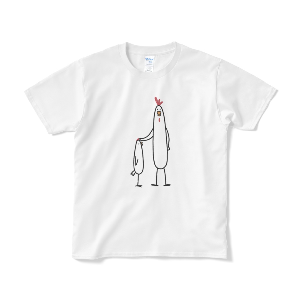 【長細鶏】ゆるい親子にわとりTシャツ