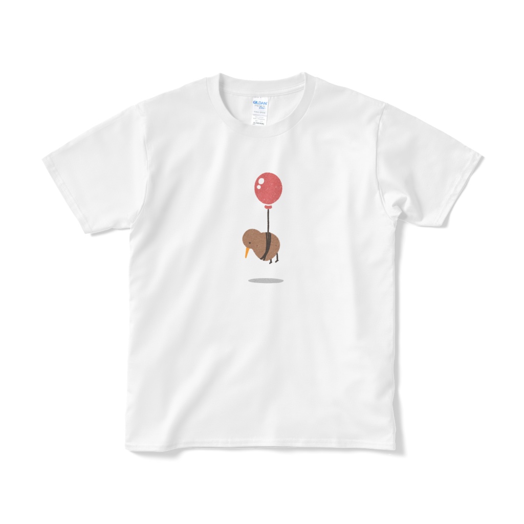 風船で飛ぶキーウィ（小プリント／カラー）Tシャツ
