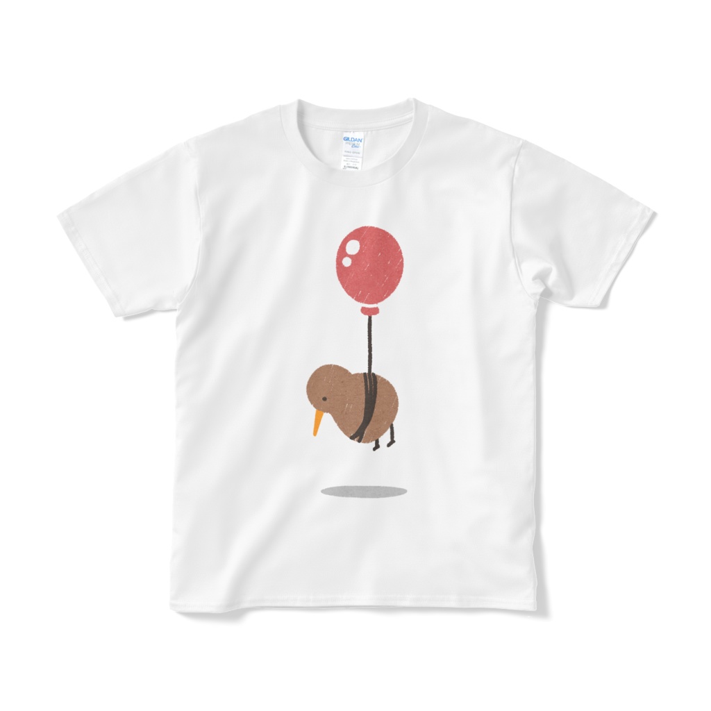 風船で飛ぶキーウィ（大プリント／カラー）Tシャツ