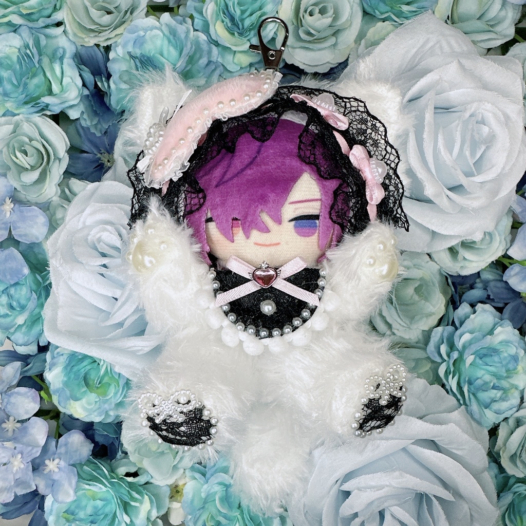 おすわり　にじぱぺっと服　おやすみピンククロねこ　エプロン