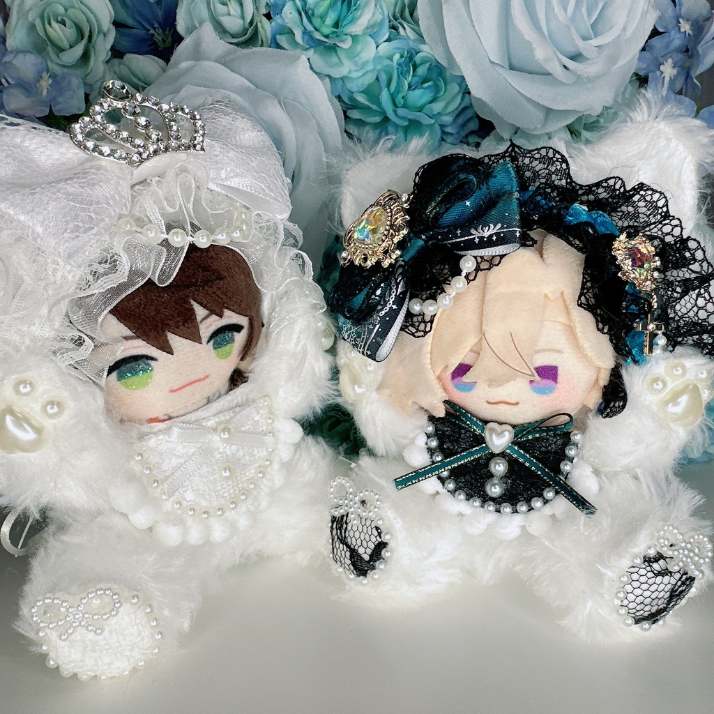 おすわり にじぱぺっと服 スタレ指人形服 モノクロうさぎ エプロン