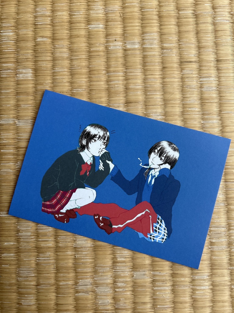 女の子2人のポストカード