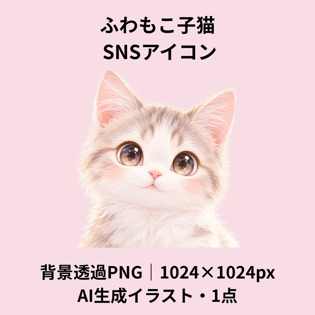 【AI生成】ふわもこ子猫のSNSアイコン|ゆるかわ・癒やし系