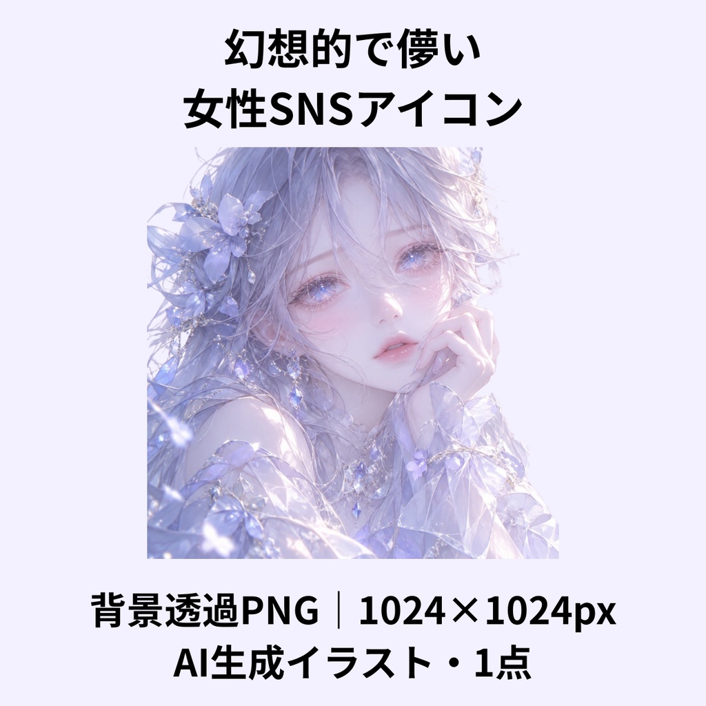 【AI生成】幻想的で儚い女性SNSアイコン｜透明感・神秘的・ゆめかわ系