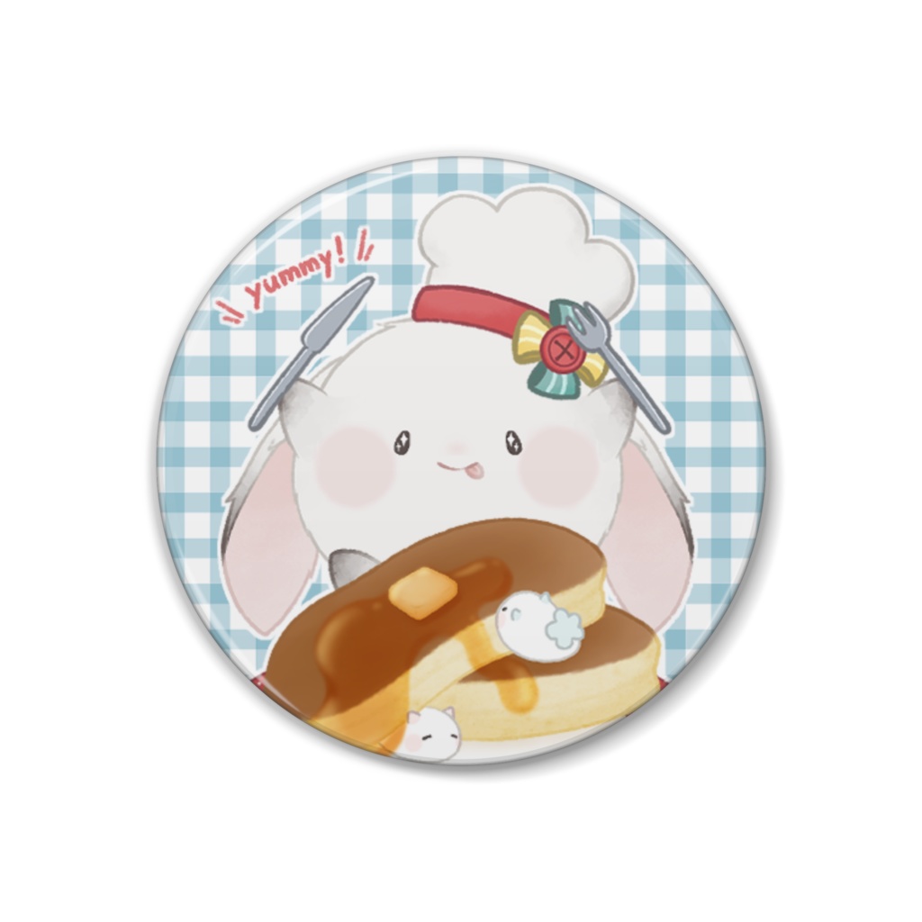 【缶バッジ】はらぺこけだまうさぎ🥞