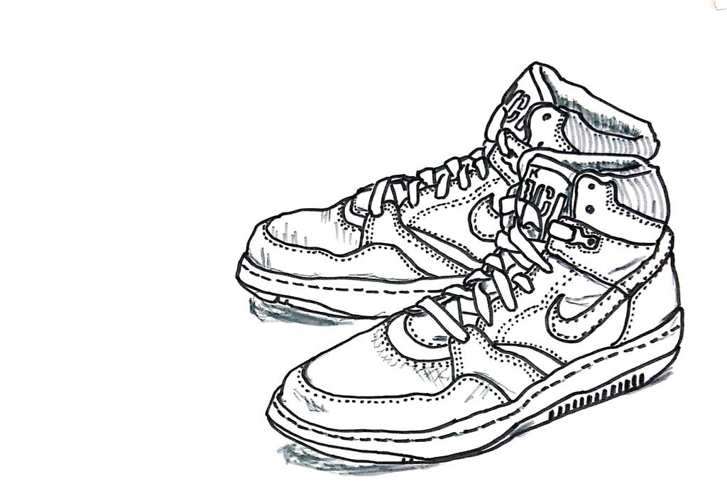 スニーカーぬり絵【筆ペン一発描き】画像ファイル50枚セット