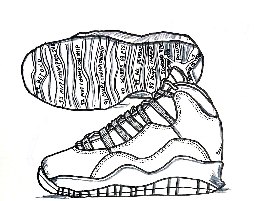 スニーカーぬり絵【筆ペン一発描き】画像ファイル50枚セット