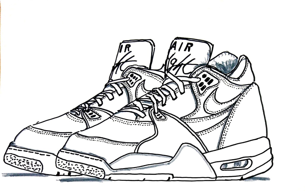 スニーカーぬり絵【筆ペン一発描き】画像ファイル50枚セット