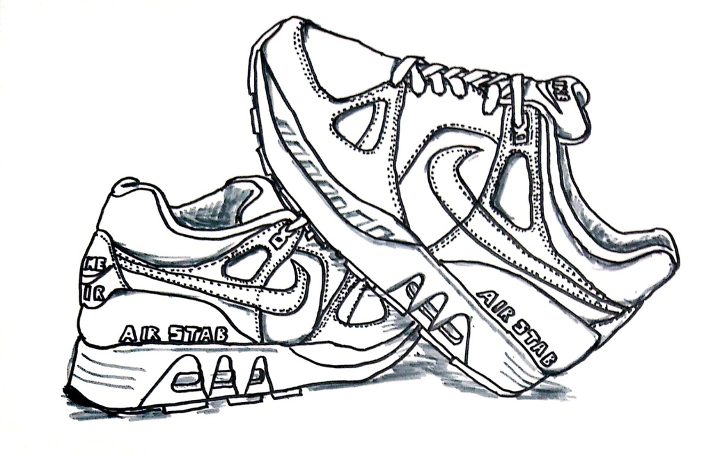スニーカーぬり絵【筆ペン一発描き】画像ファイル50枚セット