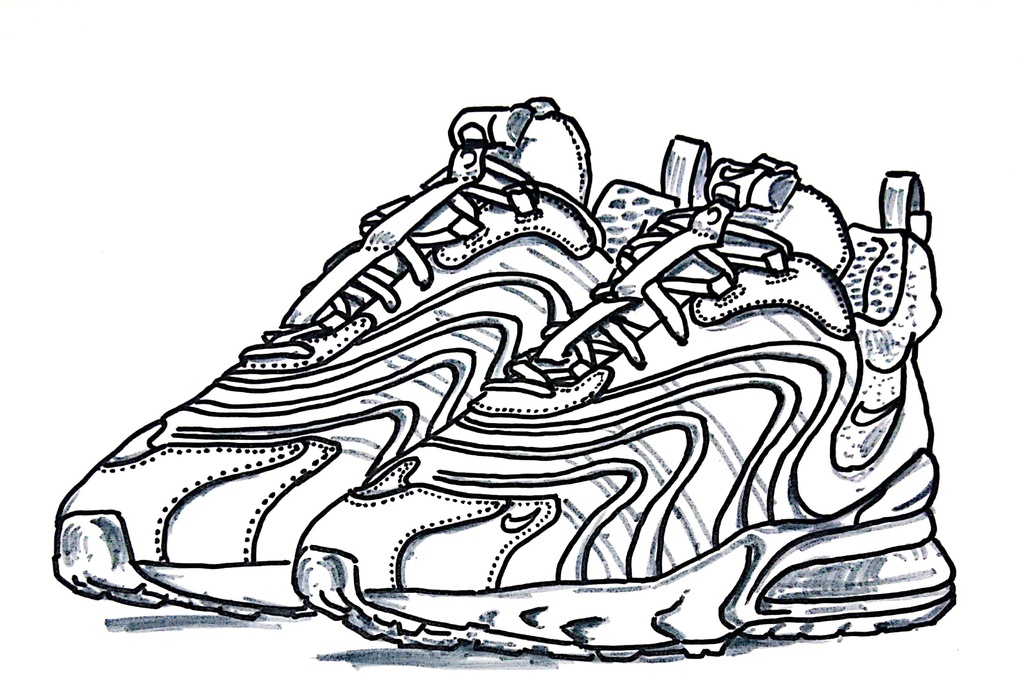 スニーカーぬり絵【筆ペン一発描き】画像ファイル50枚セット