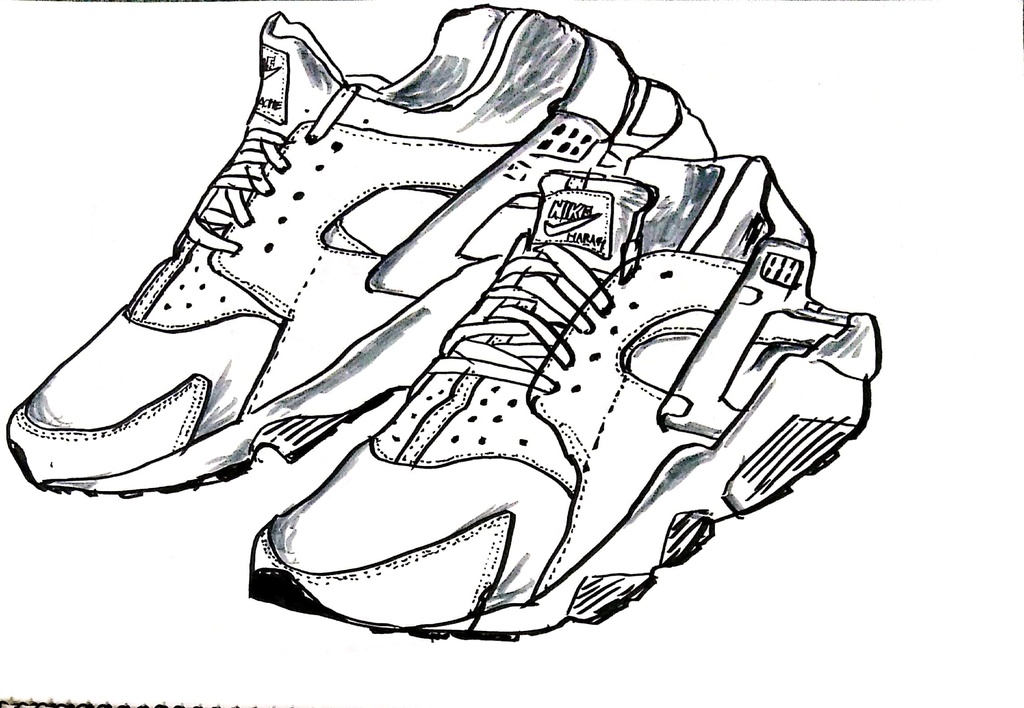 スニーカーぬり絵【筆ペン一発描き】画像ファイル50枚セット