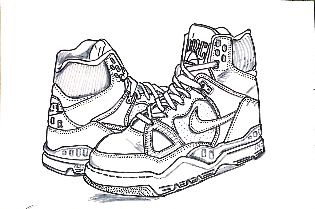 スニーカーぬり絵【筆ペン一発描き】画像ファイル50枚セット