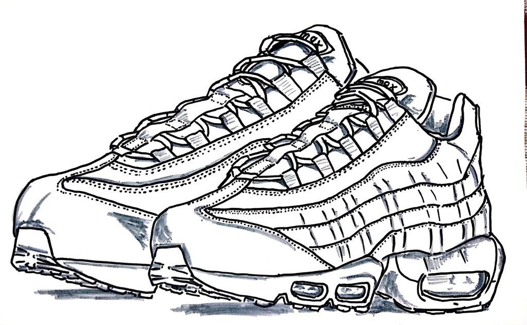 スニーカーぬり絵【筆ペン一発描き】画像ファイル50枚セット