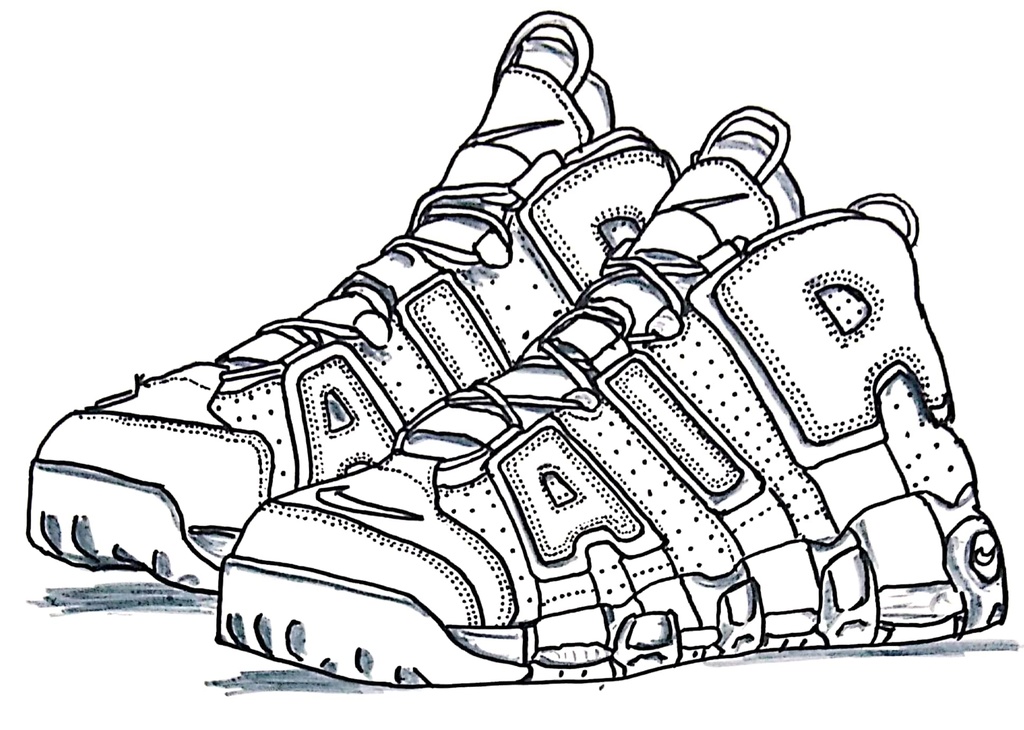 スニーカーぬり絵【筆ペン一発描き】画像ファイル50枚セット