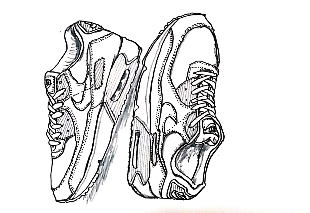 スニーカーぬり絵【筆ペン一発描き】画像ファイル50枚セット