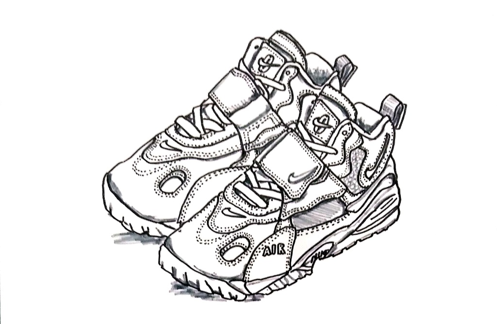 スニーカーぬり絵【筆ペン一発描き】画像ファイル50枚セット