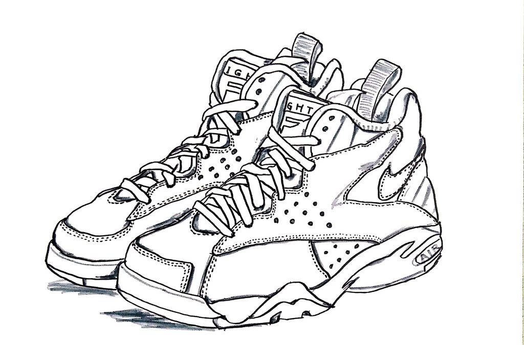 スニーカーぬり絵【筆ペン一発描き】画像ファイル50枚セット