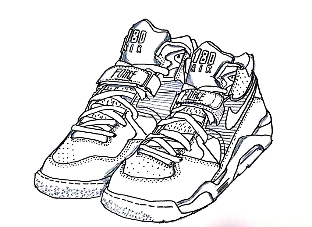 スニーカーぬり絵【筆ペン一発描き】画像ファイル50枚セット