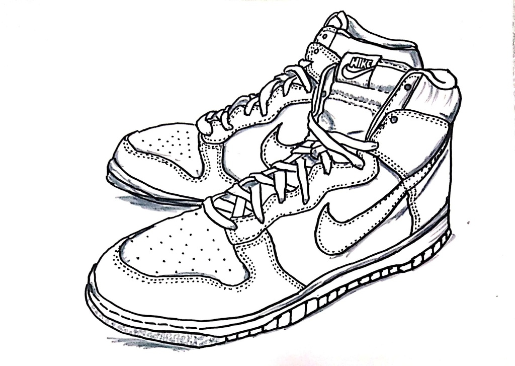 スニーカーぬり絵【筆ペン一発描き】画像ファイル50枚セット